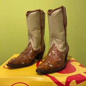 Sendra Cream and Brown Cowboy Boots
